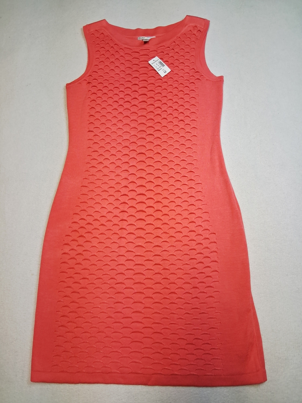 dressbarn Coral Textured Knit Sleeveless Sheath Dress